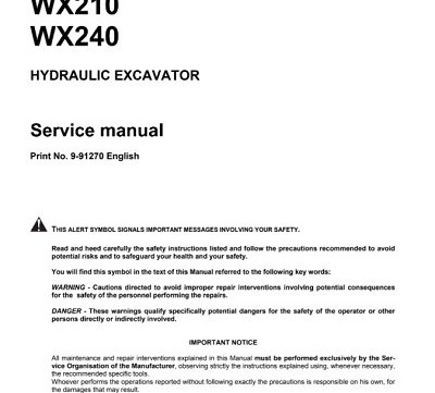 Case WX210,WX240 Excavator Service Manual