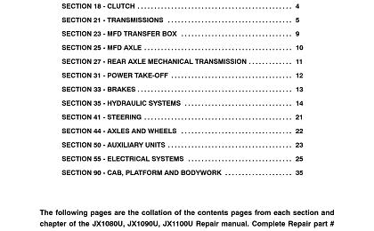 Case IH JX1080U, JX1090U, JX1100U Tractor Service Manual