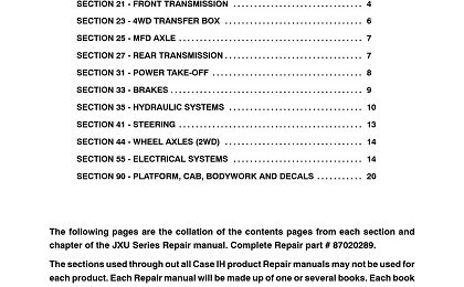 Case IH JXU Series Tractors Service Repair Manual