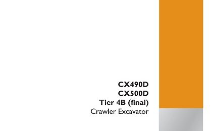 Case CX490D CX500D Tier 4B (final) Crawler Excavator Service Manual