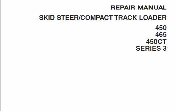 Case 450, 465, 450CT Series 3 SkidSteer Service Manual